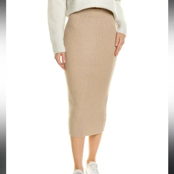 Brand new Favorite Daughter The Lena Ribbed Cashmere Blend Skirt. Beige. Large